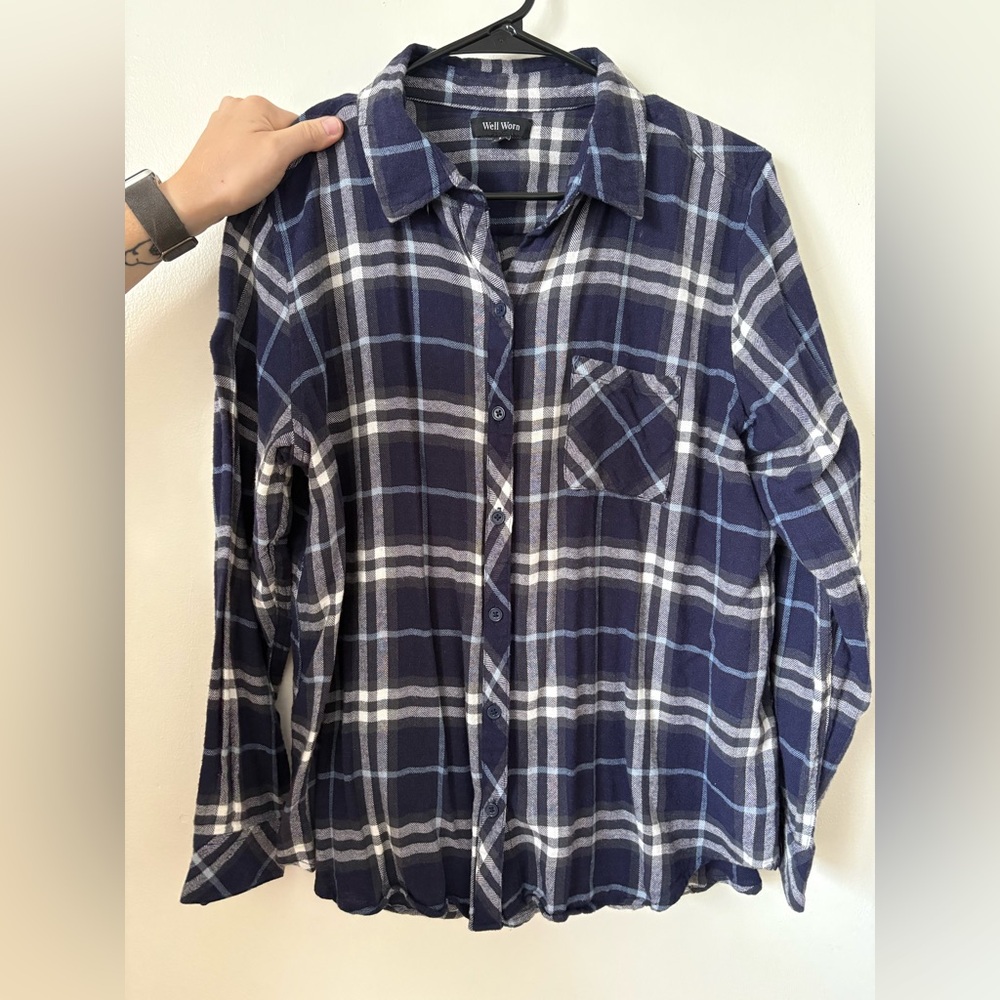 Well Worn Blue and White Button Down Shirt